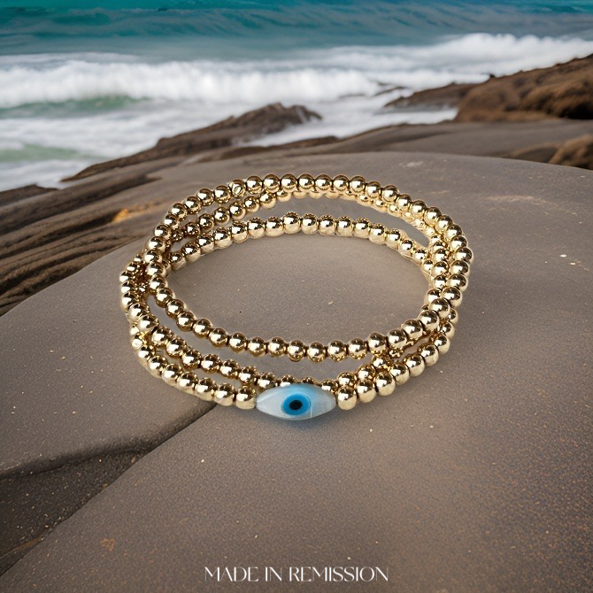 Gold Beaded Bracelet (Eye)